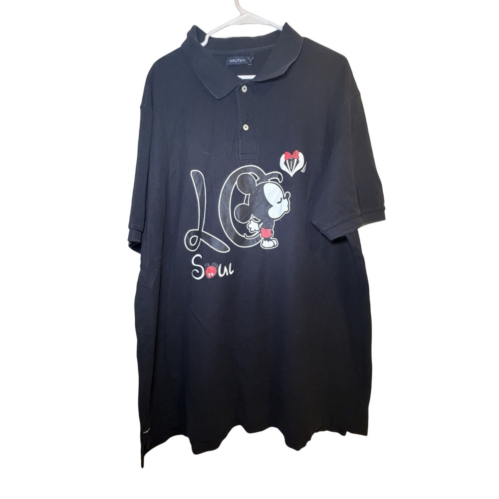 Black Mickey Mouse I love Soul Polo Size 2XL